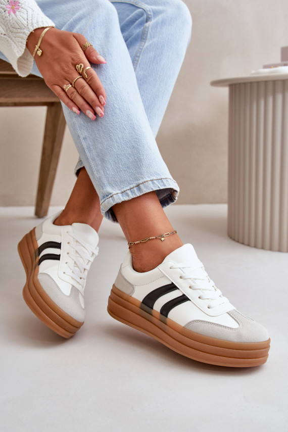 Women's Platform Sneakers White-Grey Nesonice