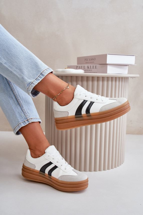 Women's Platform Sneakers White-Grey Nesonice