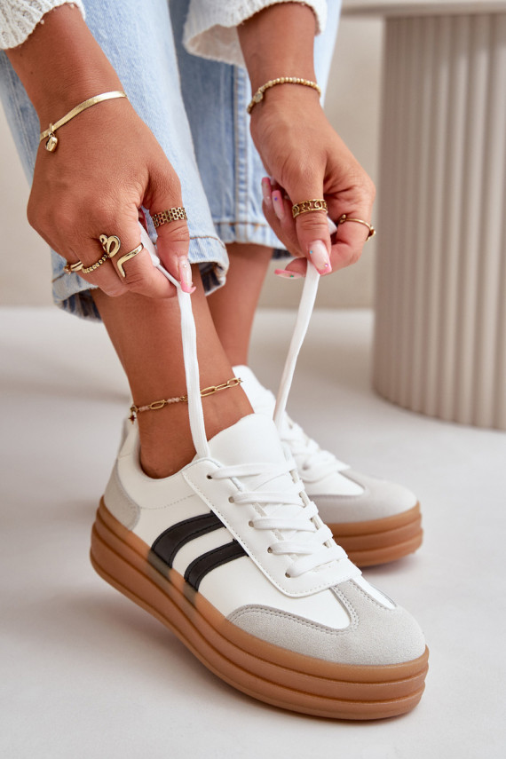 Women's Platform Sneakers White-Grey Nesonice