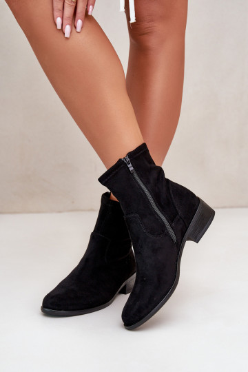 Women's Ankle Boots with Flat Heel and Zip Beige Loratie 2