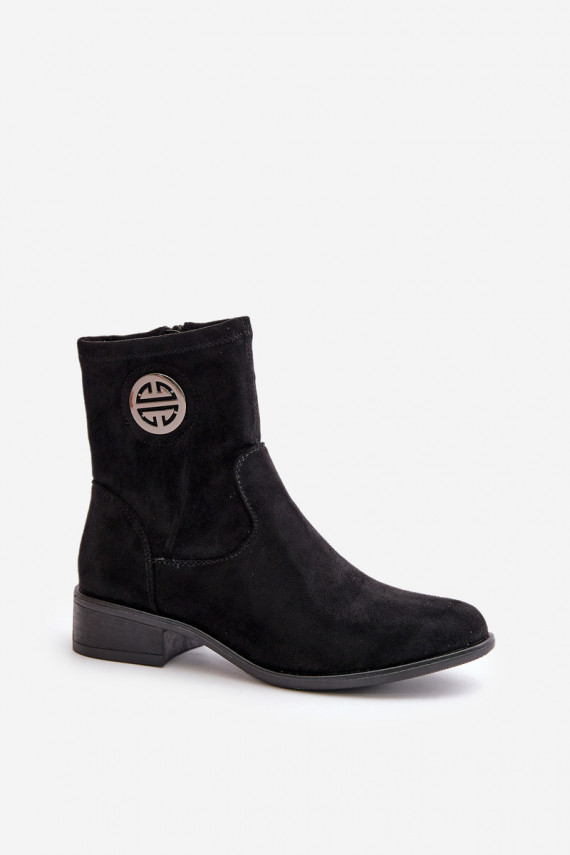 Women's Ankle Boots with Flat Heel and Zip Beige Loratie