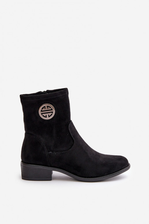 Women's Ankle Boots with Flat Heel and Zip Beige Loratie