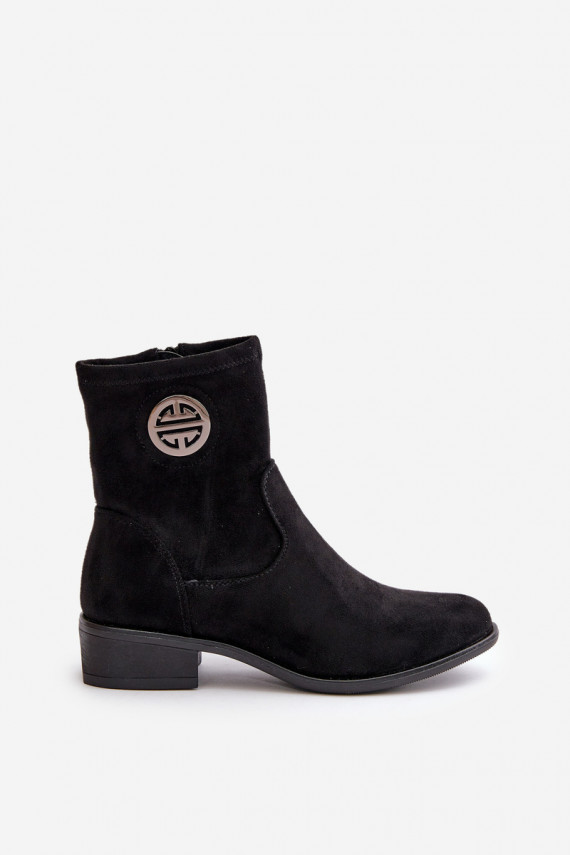 Women's Ankle Boots with Flat Heel and Zip Beige Loratie