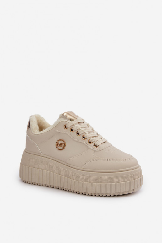 Sneakers Women's Sports Shoes Insulated On Massive Sole Beige Ardiela