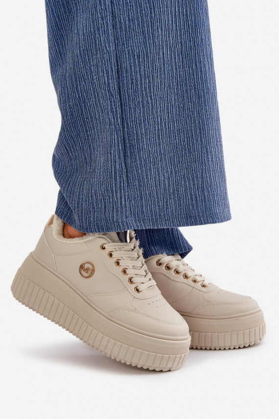 Sneakers Women's Sports Shoes Insulated On Massive Sole Beige Ardiela
