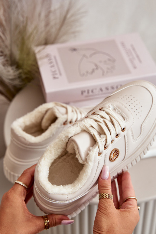 Sneakers Women's Sports Shoes Insulated On Massive Sole Beige Verissha