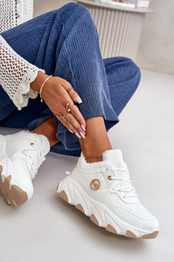 Women's Sports Shoes Laced Insulated On Platform White Verioras