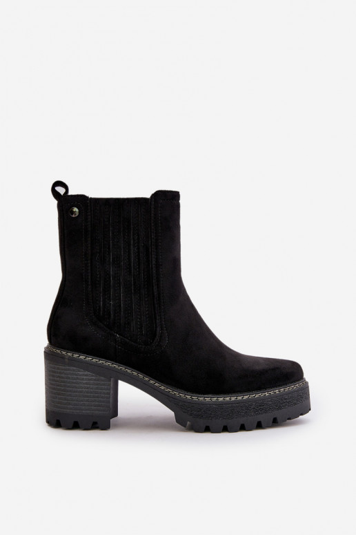Women's Heeled Boots Made Of Eco Suede Insulated Black Nevitas