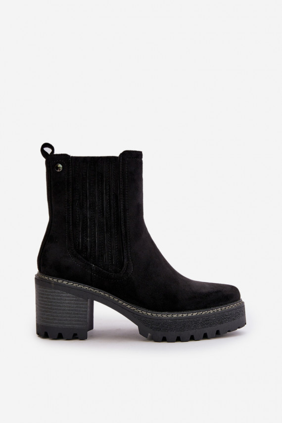Women's Heeled Boots Made Of Eco Suede Insulated Black Nevitas