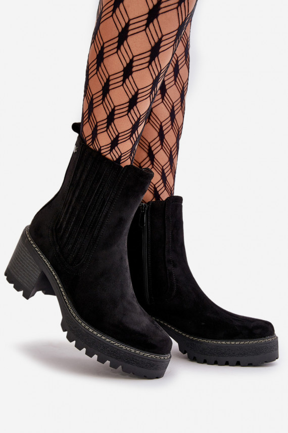 Women's Heeled Boots Made Of Eco Suede Insulated Black Nevitas