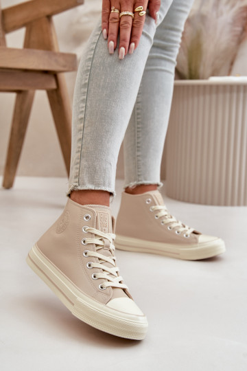 Women's Insulated Sneakers Made Of Eco Leather Beige Big Star OO274934 2