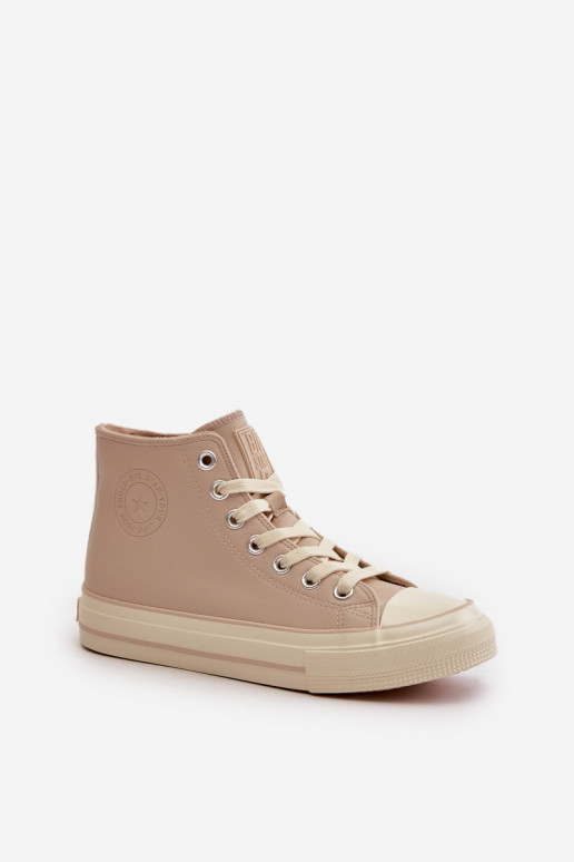 Women's Insulated Sneakers Made Of Eco Leather Beige Big Star OO274934