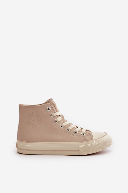 Women's Insulated Sneakers Made Of Eco Leather Beige Big Star OO274934