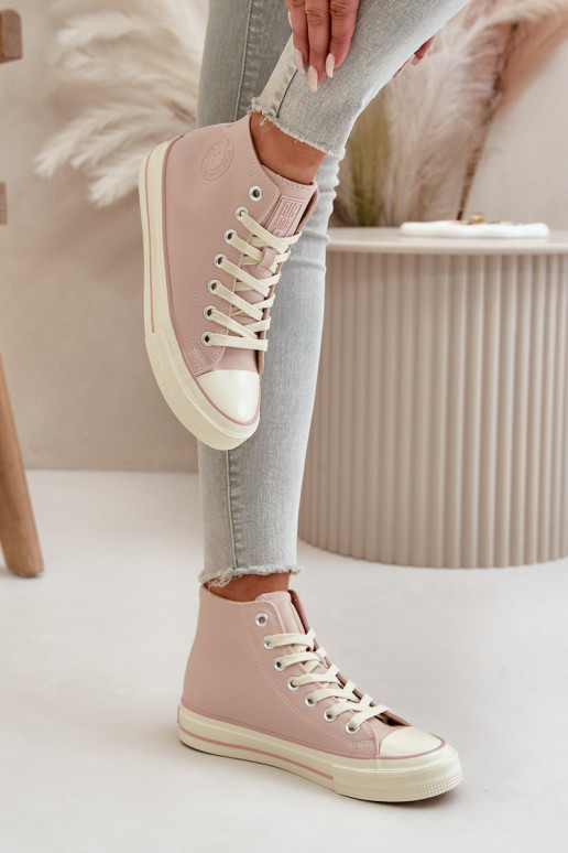 Women's Insulated Sneakers Made Of Eco Leather Pink Big Star OO274933