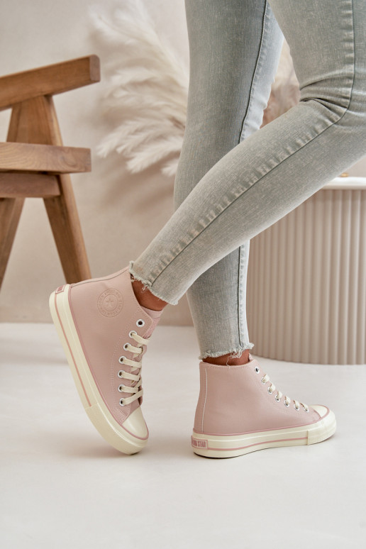 Women's Insulated Sneakers Made Of Eco Leather Pink Big Star OO274933