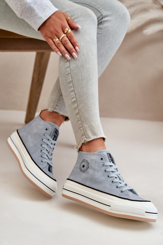 Warm Women's Platform Sneakers Eco Leather Big Star OO274069 Blue