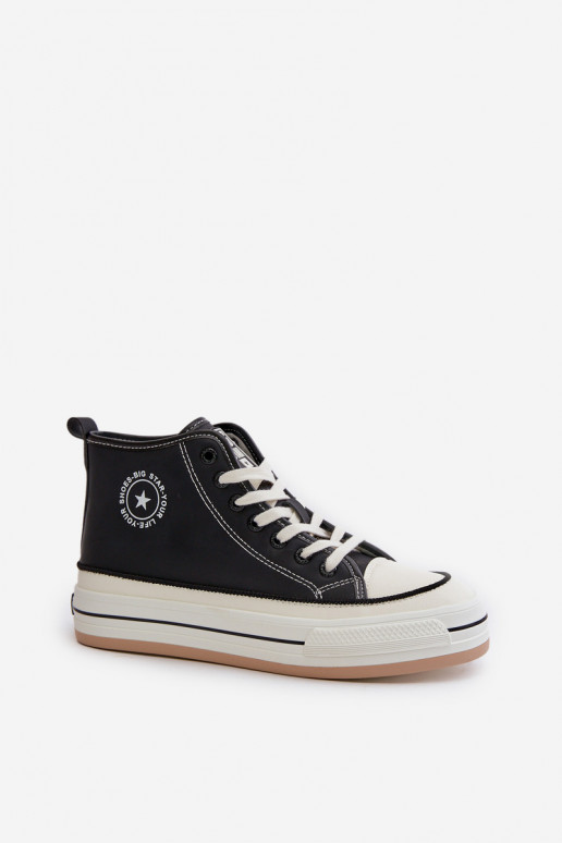 Insulated Women's Sneakers On Platform Eco Leather Big Star OO274062 Black