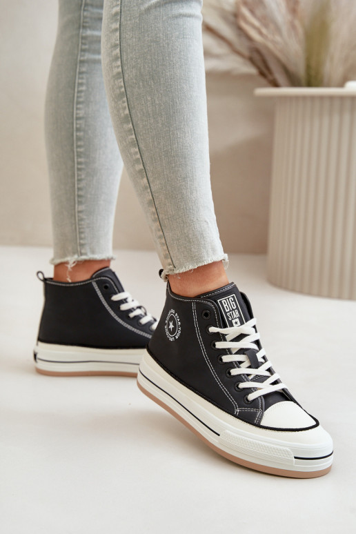 Insulated Women's Sneakers On Platform Eco Leather Big Star OO274062 Black