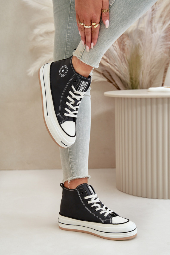 Insulated Women's Sneakers On Platform Eco Leather Big Star OO274062 Black