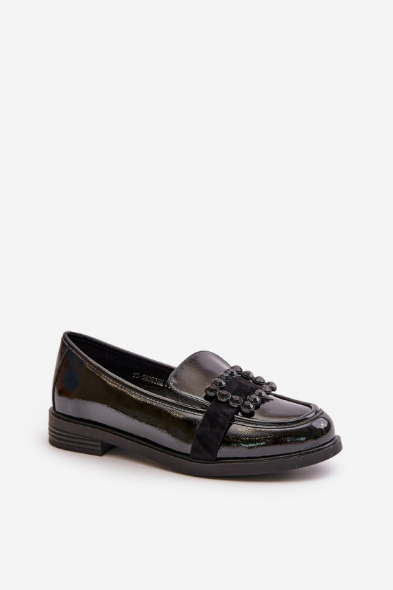 Lacquered Women's Moccasins With Decoration Black Vinceza 58389