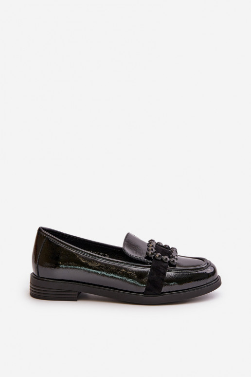 Lacquered Women's Moccasins With Decoration Black Vinceza 58389