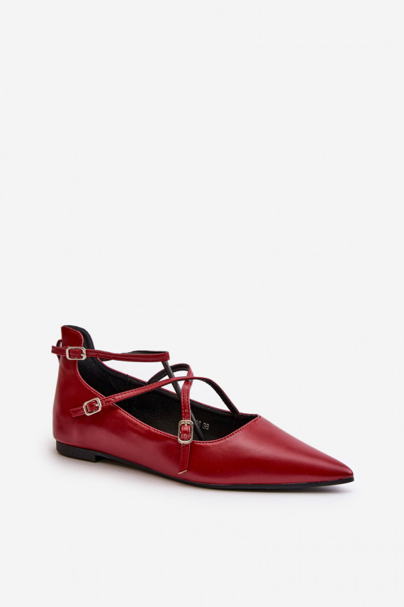 Women's Ballerinas With Pointed Toes And Intertwined Straps Burgundy Violra