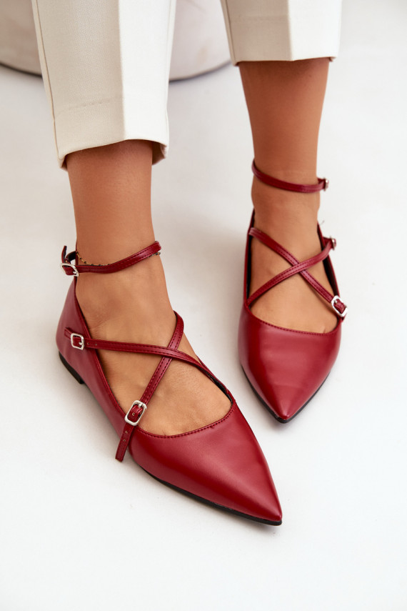 Women's Ballerinas With Pointed Toes And Intertwined Straps Burgundy Violra