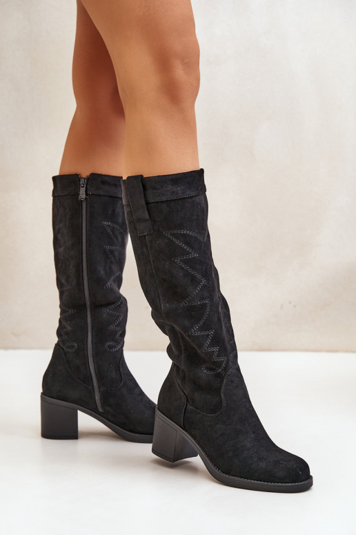 Women's Knee-High Heeled Boots Black Erisorae