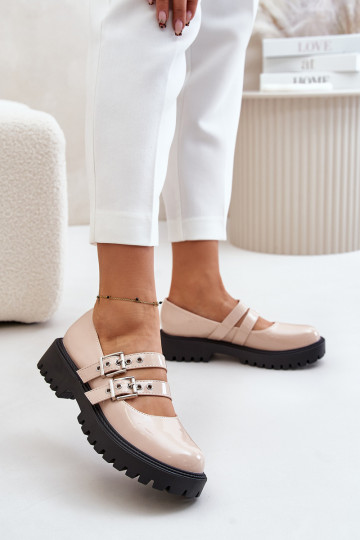 Women's Patent Shoes With Straps Beige Terione 2