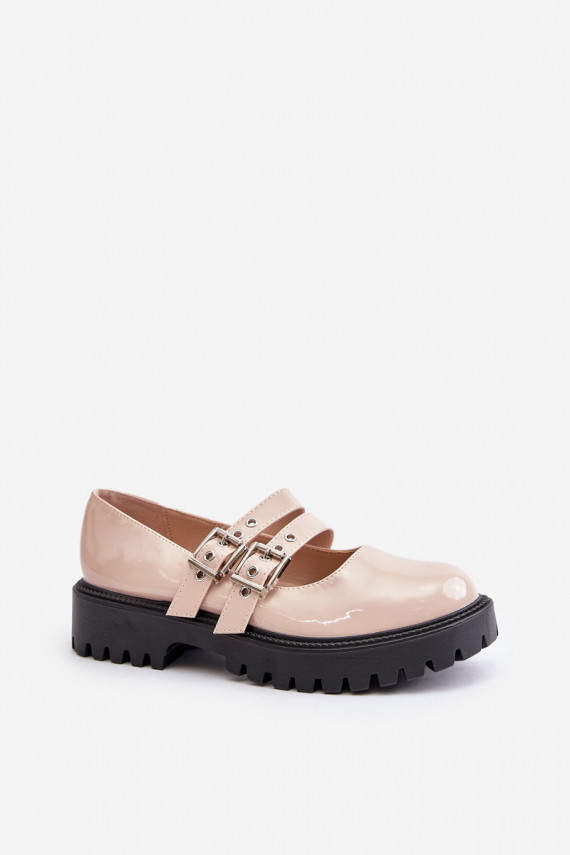 Women's Patent Shoes With Straps Beige Terione