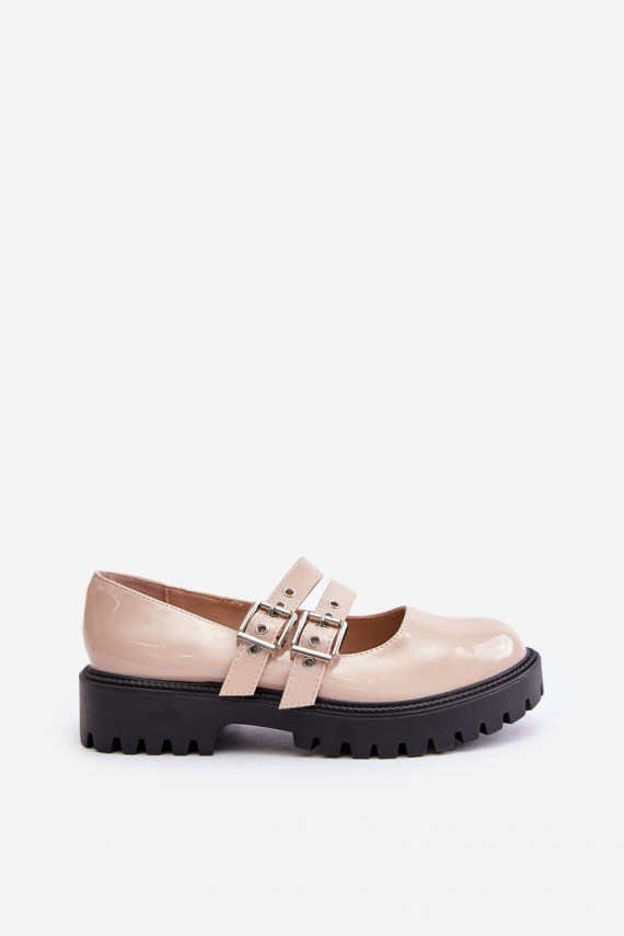 Women's Patent Shoes With Straps Beige Terione