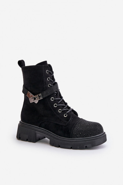 Insulated Ankle Boots Workers With Decoration Black S.Barski HY42-281