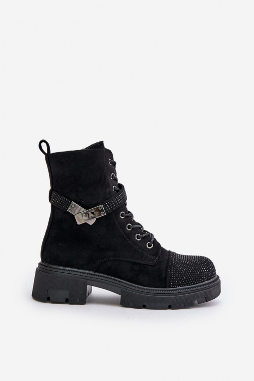 Insulated Ankle Boots Workers With Decoration Black S.Barski HY42-281
