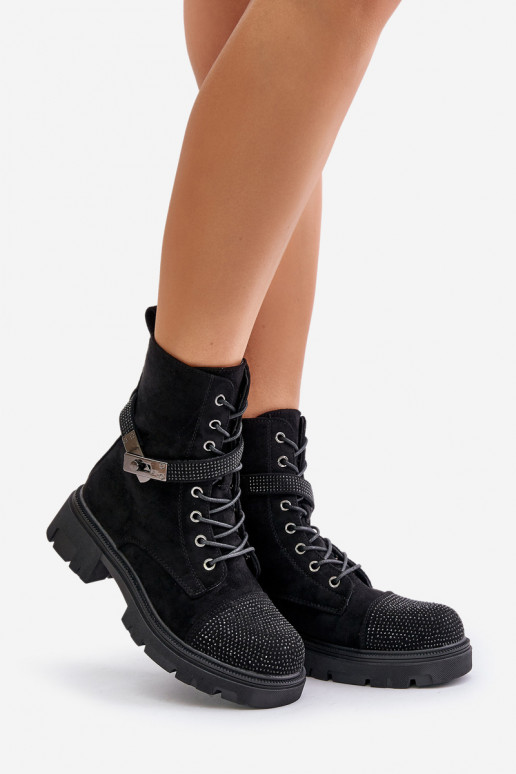 Insulated Ankle Boots Workers With Decoration Black S.Barski HY42-281