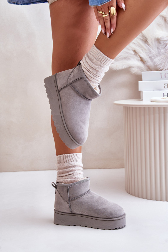 Women's Snow Boots On Platform Insulated With Fur Gray Xamella