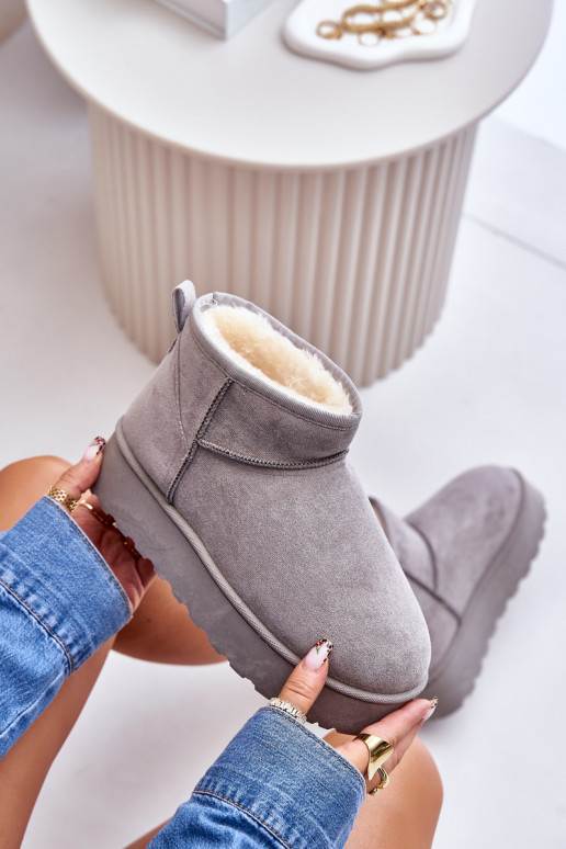 Women's Snow Boots On Platform Insulated With Fur Gray Xamella