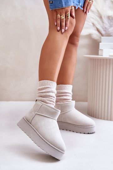 Women's Snow Boots On Platform Insulated With Fur Light Gray Xamella 2