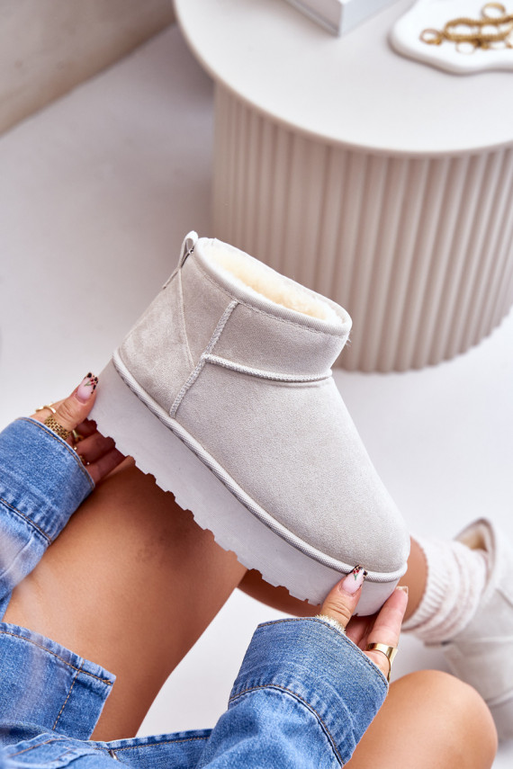 Women's Snow Boots On Platform Insulated With Fur Light Gray Xamella