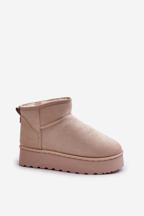 Women's Snow Boots On Platform Insulated With Fur Light Beige Xamella