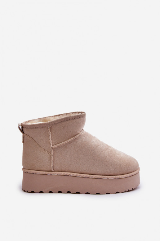 Women's Snow Boots On Platform Insulated With Fur Light Beige Xamella
