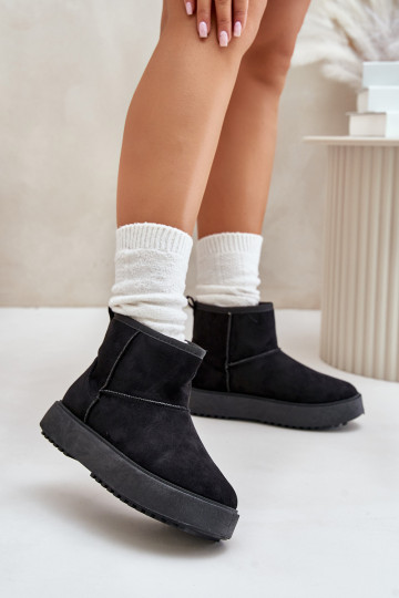 Women's Snow Boots On Platform Made Of Eco Suede Black Atteria 2
