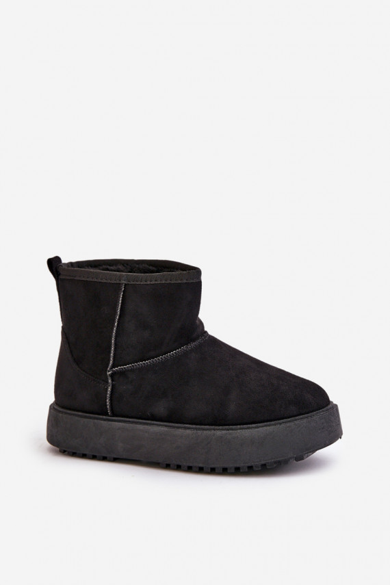 Women's Snow Boots On Platform Made Of Eco Suede Black Atteria