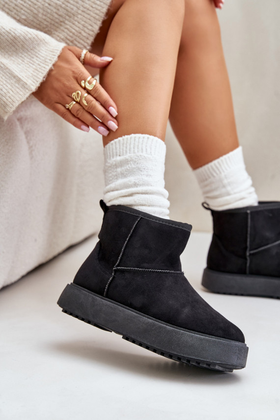 Women's Snow Boots On Platform Made Of Eco Suede Black Atteria