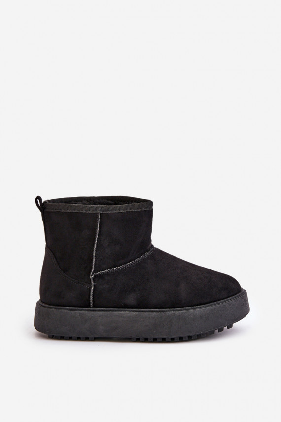 Women's Snow Boots On Platform Made Of Eco Suede Black Atteria
