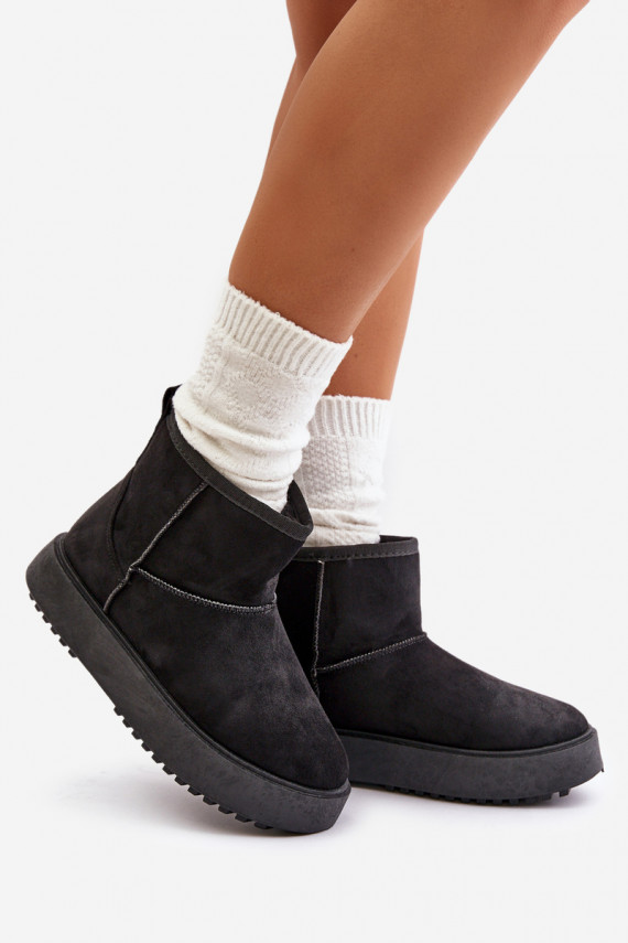 Women's Snow Boots On Platform Made Of Eco Suede Black Atteria