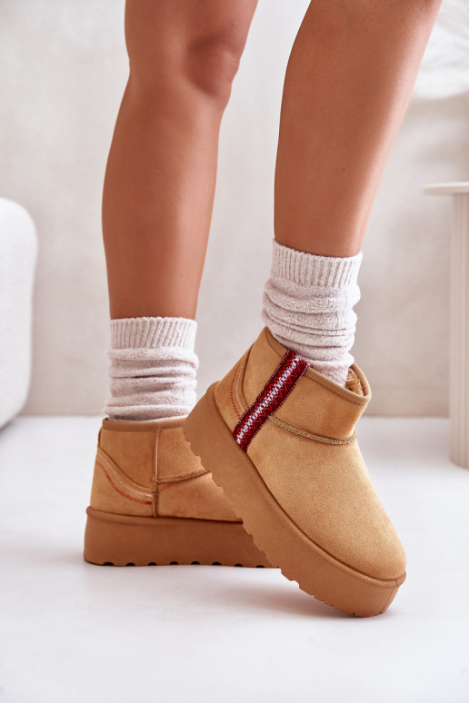 Women's Snow Boots On Platform Insulated Camel Lomessa