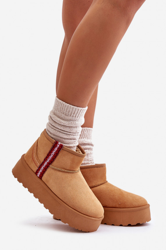 Women's Snow Boots On Platform Insulated Camel Lomessa