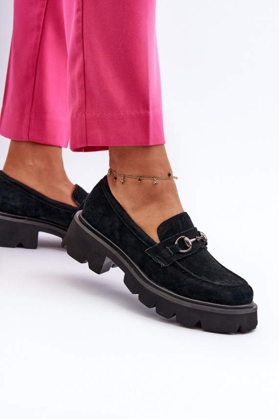 Massive Women's Suede Moccasins Black Neloria