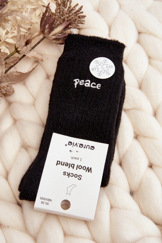 Women's Warm Socks with Black Lettering