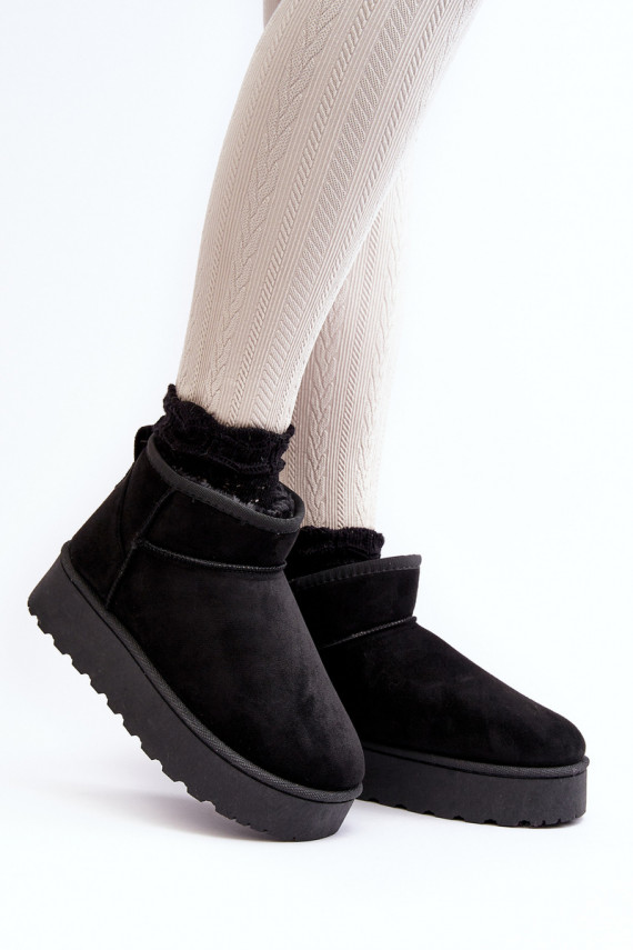 Women's Snow Boots On Platform Lined With Fur Black Xamella